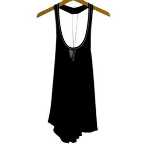 Free People Black Sleeveless Racerback Beaded Tank Boho Size Small